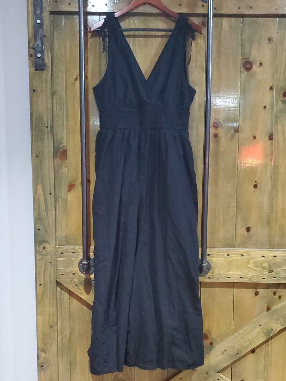 American Eagle Outfitters Black Maxi Romper Jumper Gauzy Hippie Boho Wide Leg